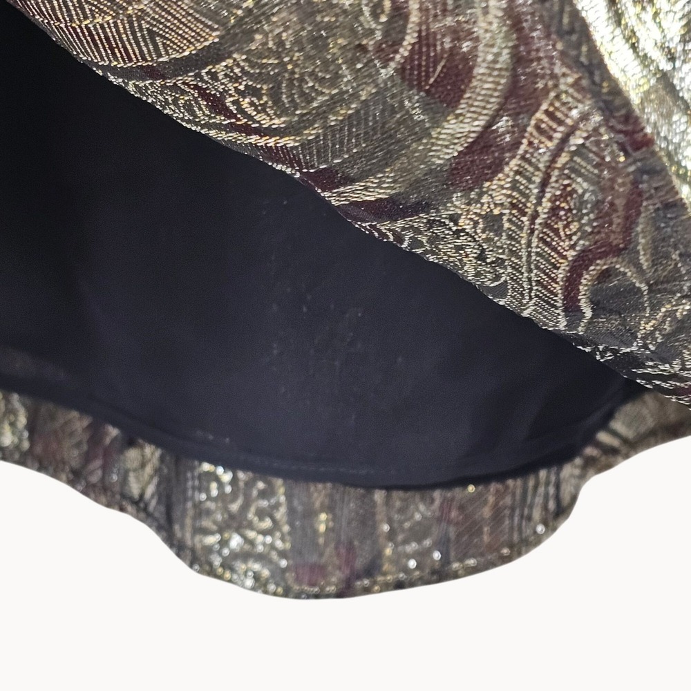 J.Crew Collection Gold Metallic Silk Paisley Skirt 8 Shimmer Cocktail Elegant - Picture 13 of 13